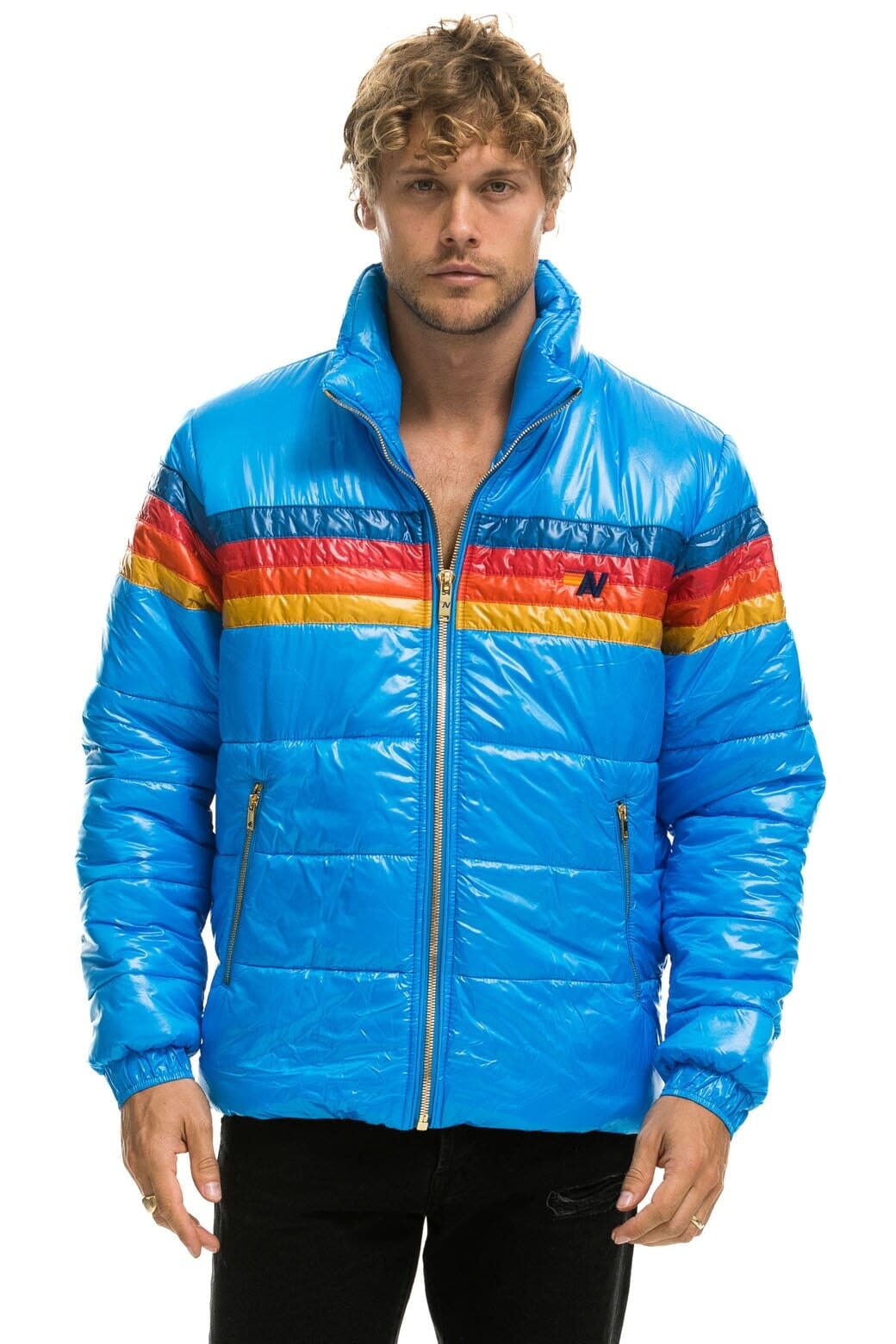 4 STRIPE LUXE TRAVELER JACKET - GLOSSY BLUE - Image 4