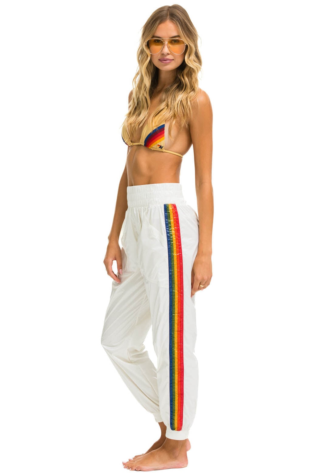 5 STRIPE HI RISE WIND PANT - VINTAGE WHITE - Image 3