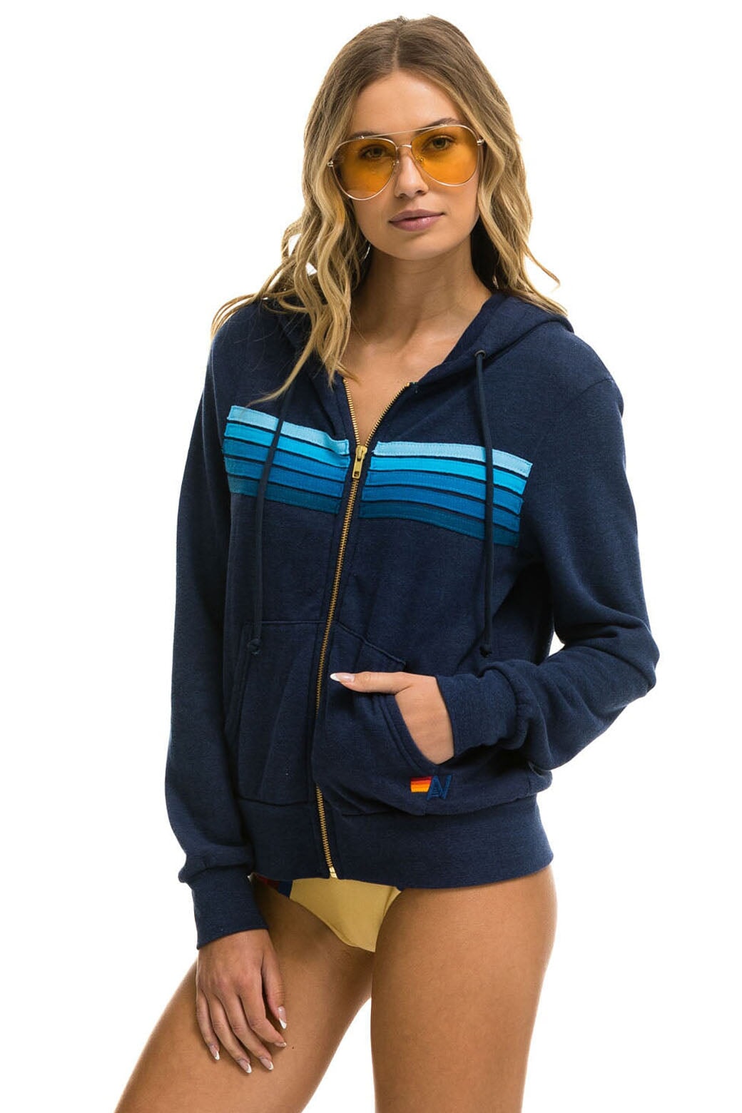 5 STRIPE HOODIE - NAVY // BLUE - Image 3