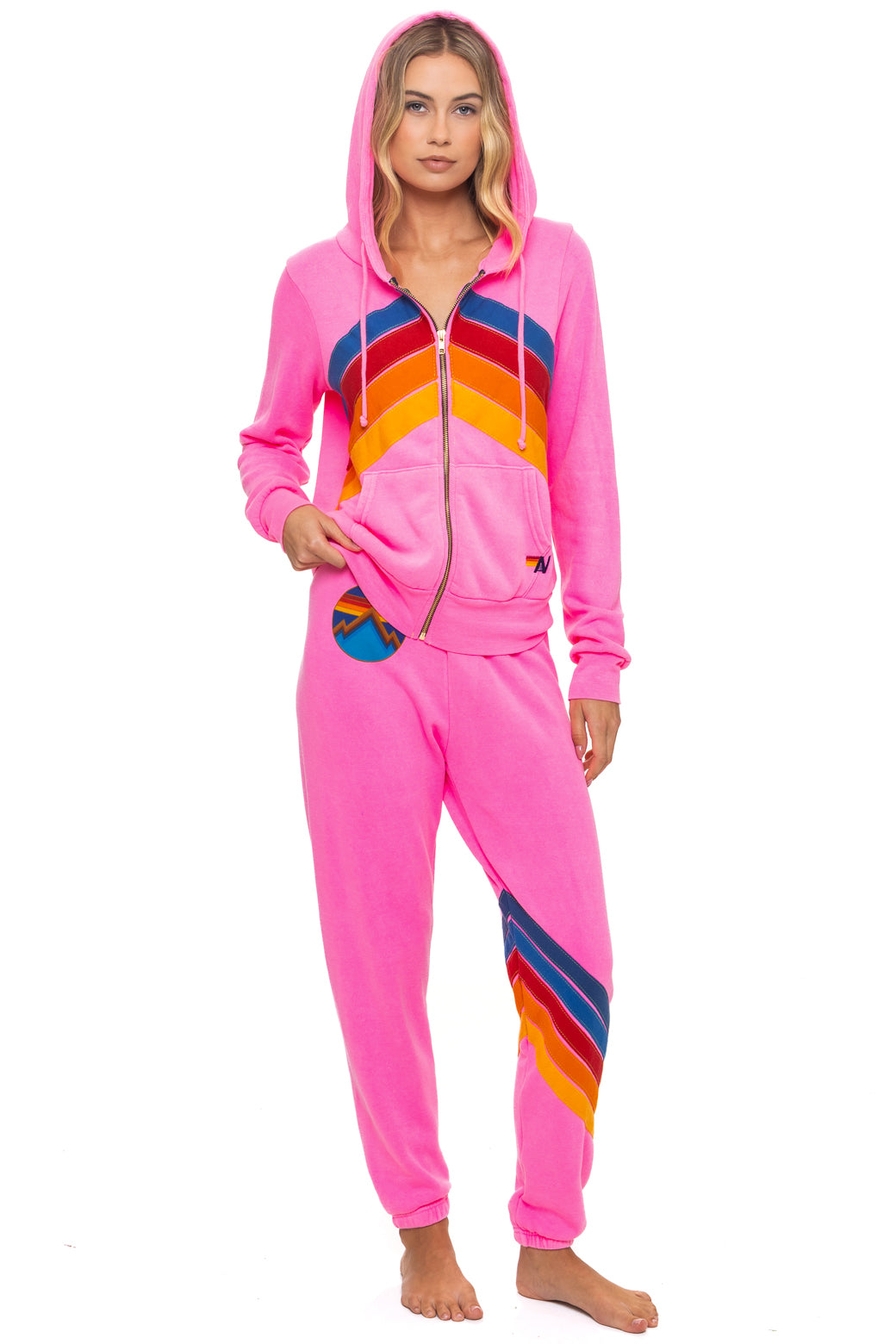 ALL SEASONS CIRCLE CHEVRON SWEATPANTS - NEON PINK - Image 2