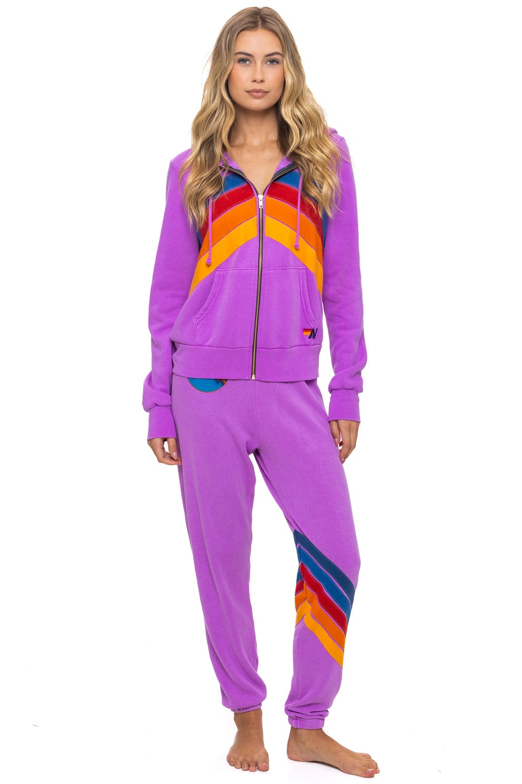 MOUNTAIN STITCH CHEVRON 4 ZIP HOODIE - NEON PURPLE - Image 8