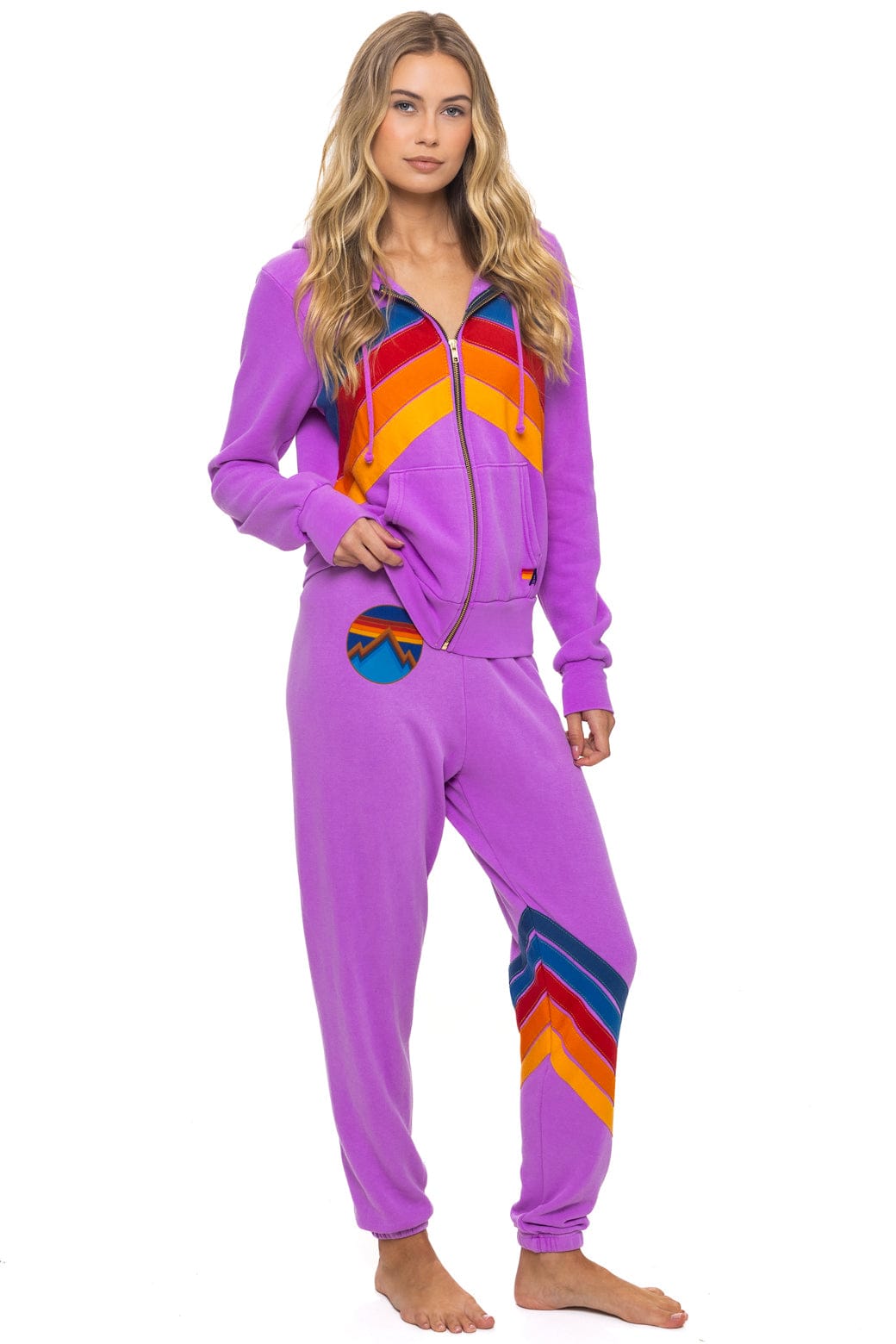MOUNTAIN STITCH CHEVRON 4 ZIP HOODIE - NEON PURPLE - Image 2