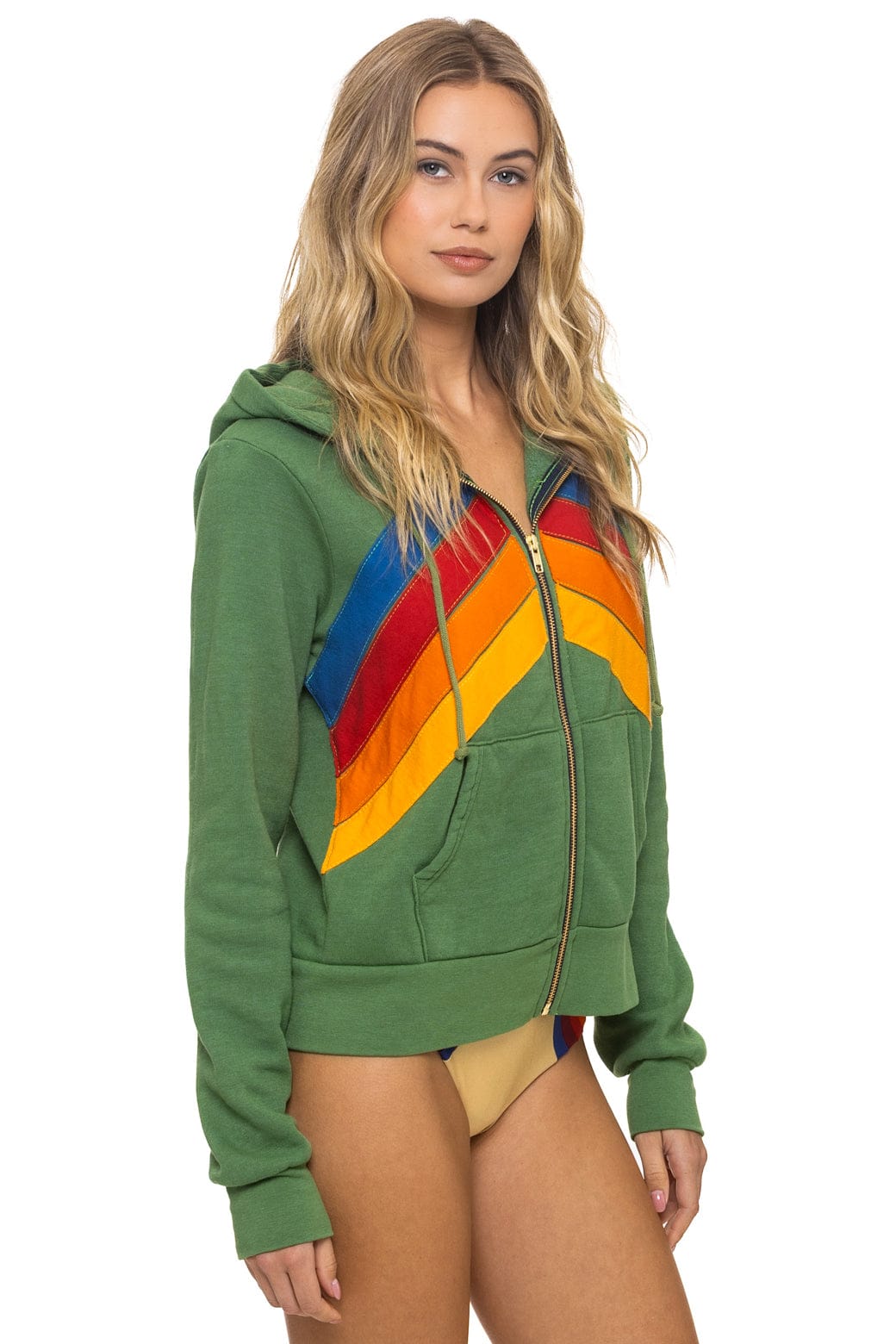 MOUNTAIN STITCH CHEVRON 4 ZIP HOODIE - PALM - Image 6
