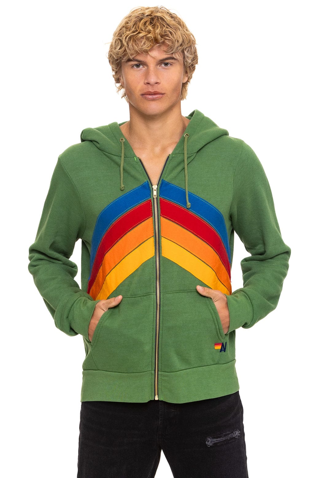 MOUNTAIN STITCH CHEVRON 4 ZIP HOODIE - PALM - Image 10