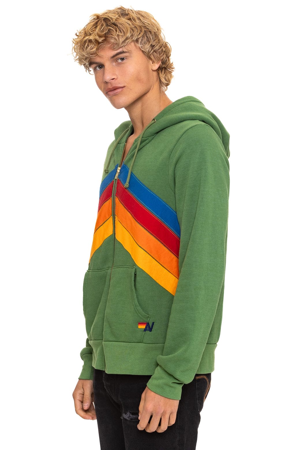 MOUNTAIN STITCH CHEVRON 4 ZIP HOODIE - PALM - Image 5