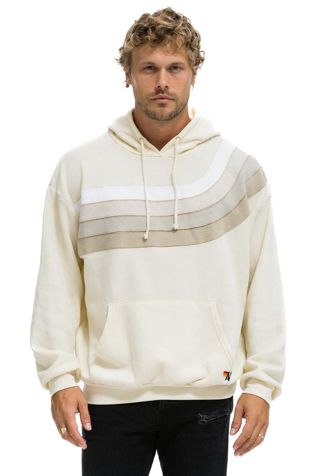 WAVE STRIPE 4 PULLOVER HOODIE RELAXED - VINTAGE WHITE // VINTAGE WHITE - Image 2