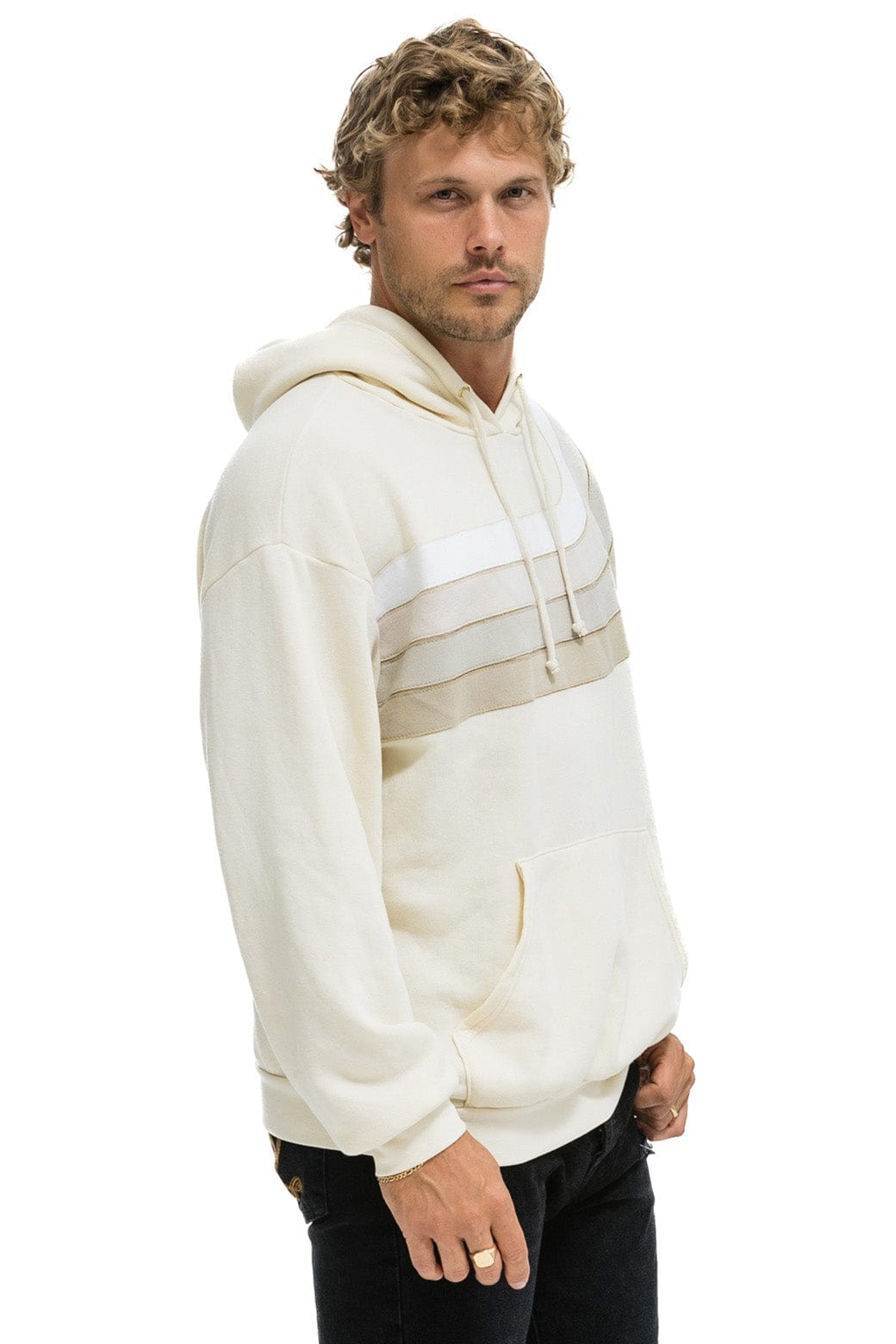 WAVE STRIPE 4 PULLOVER HOODIE RELAXED - VINTAGE WHITE // VINTAGE WHITE - Image 8