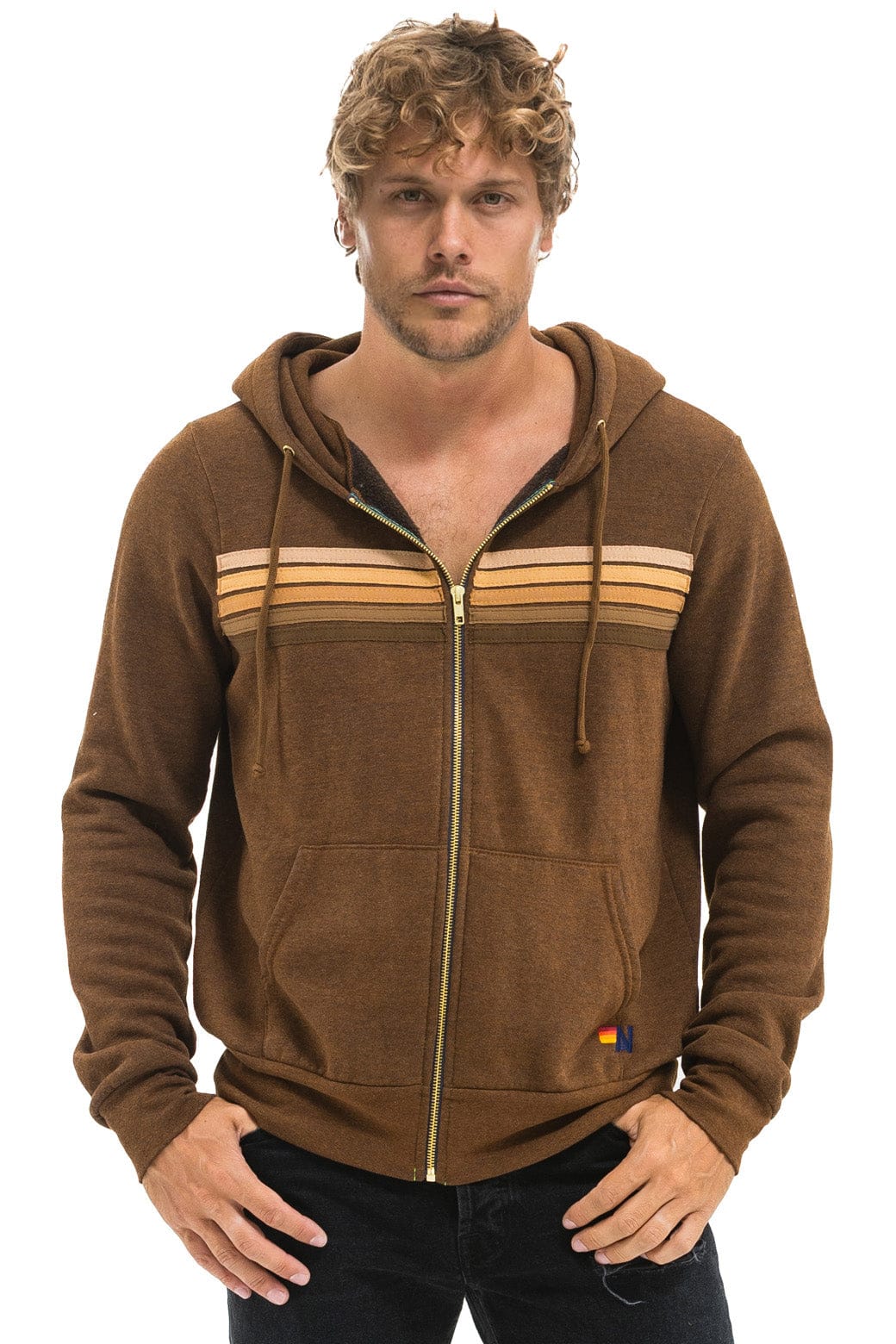 5 STRIPE HOODIE - CHOCOLATE // ESPRESSO - Image 2