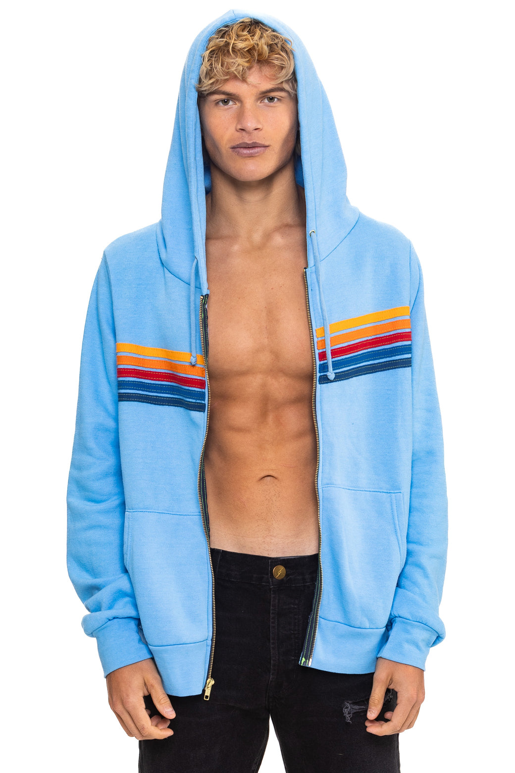 5 STRIPE HOODIE - SKY - Image 2