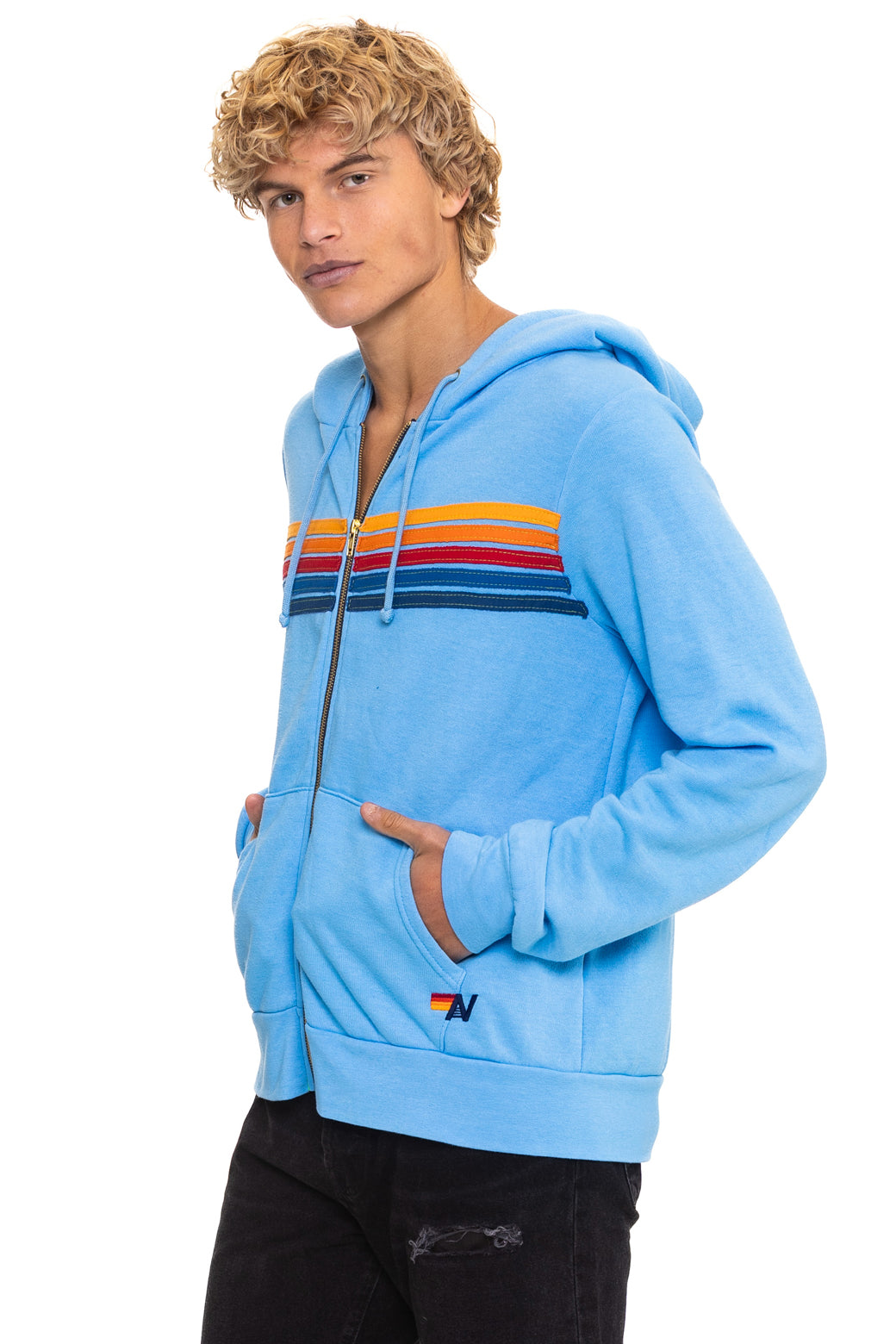5 STRIPE HOODIE - SKY - Image 4