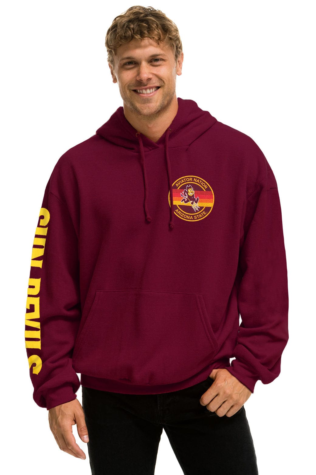 ASU FORK PULLOVER HOODIE RELAXED - MAROON - Image 2
