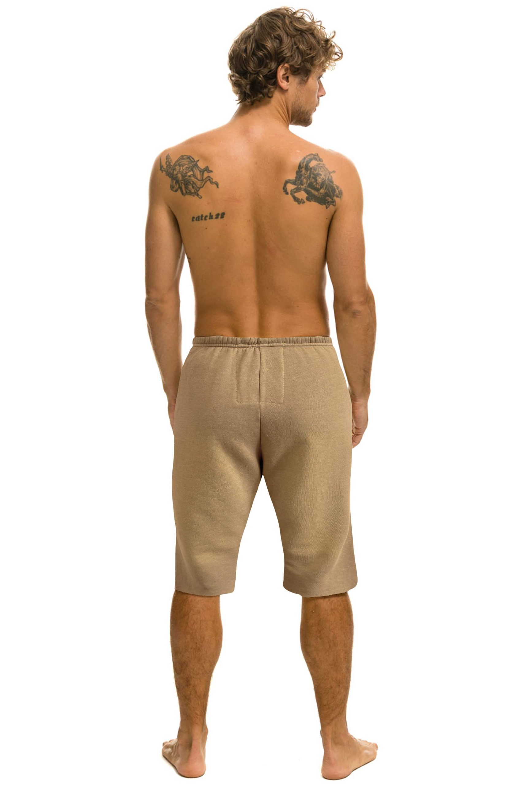 VINTAGE LOGO MENS SWEATSHORTS - FADED TAN - Image 2