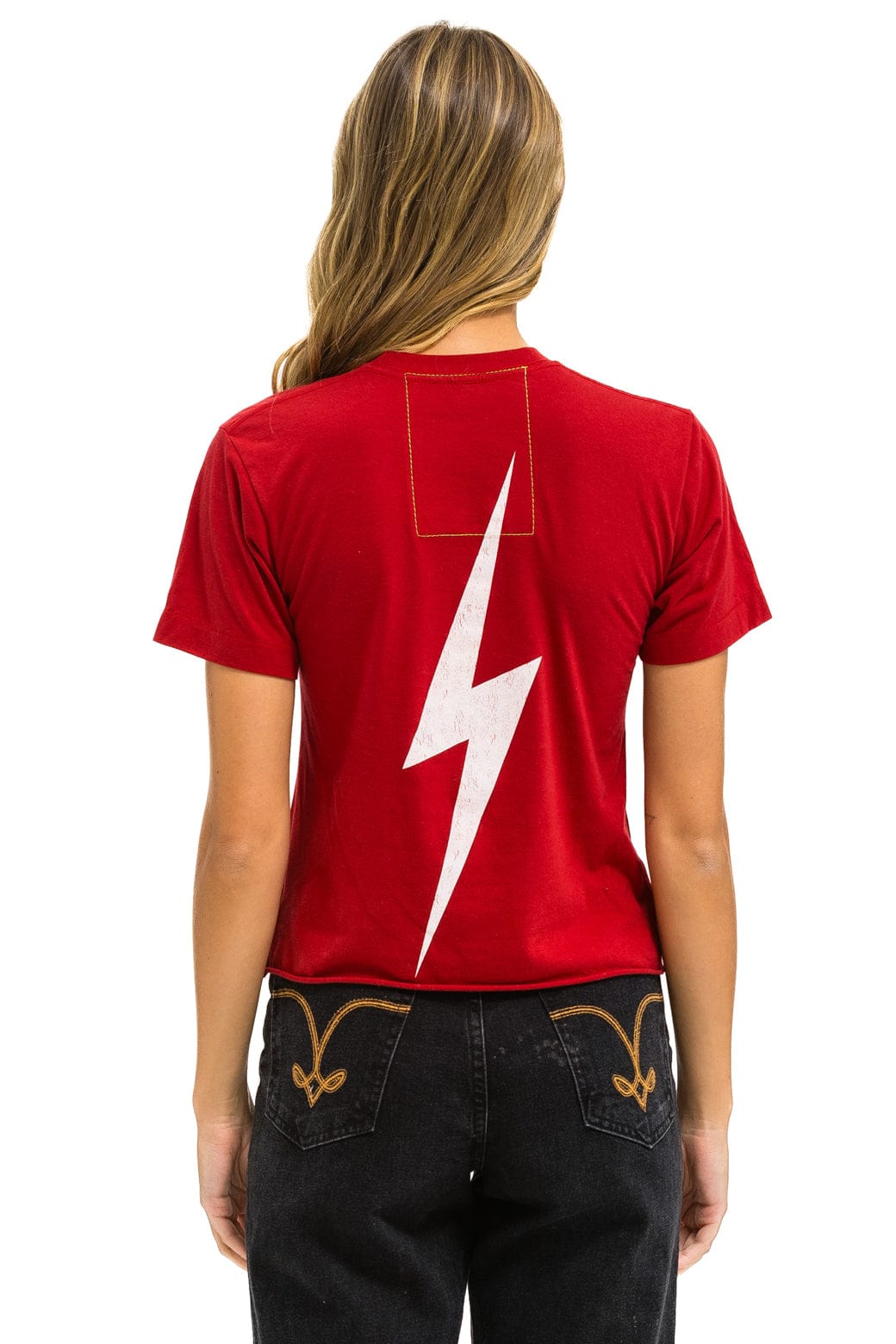 UNIVERSITY OF OKLAHOMA BOLT BOYFRIEND TEE - CRIMSON - Image 3