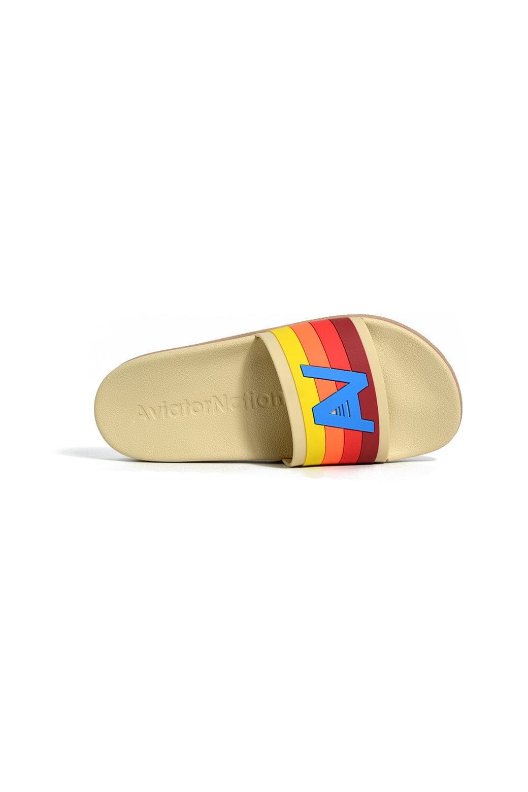 AVIATOR NATION LOGO RAINBOW 4 STRIPE SLIDES - VINTAGE WHITE - Image 2