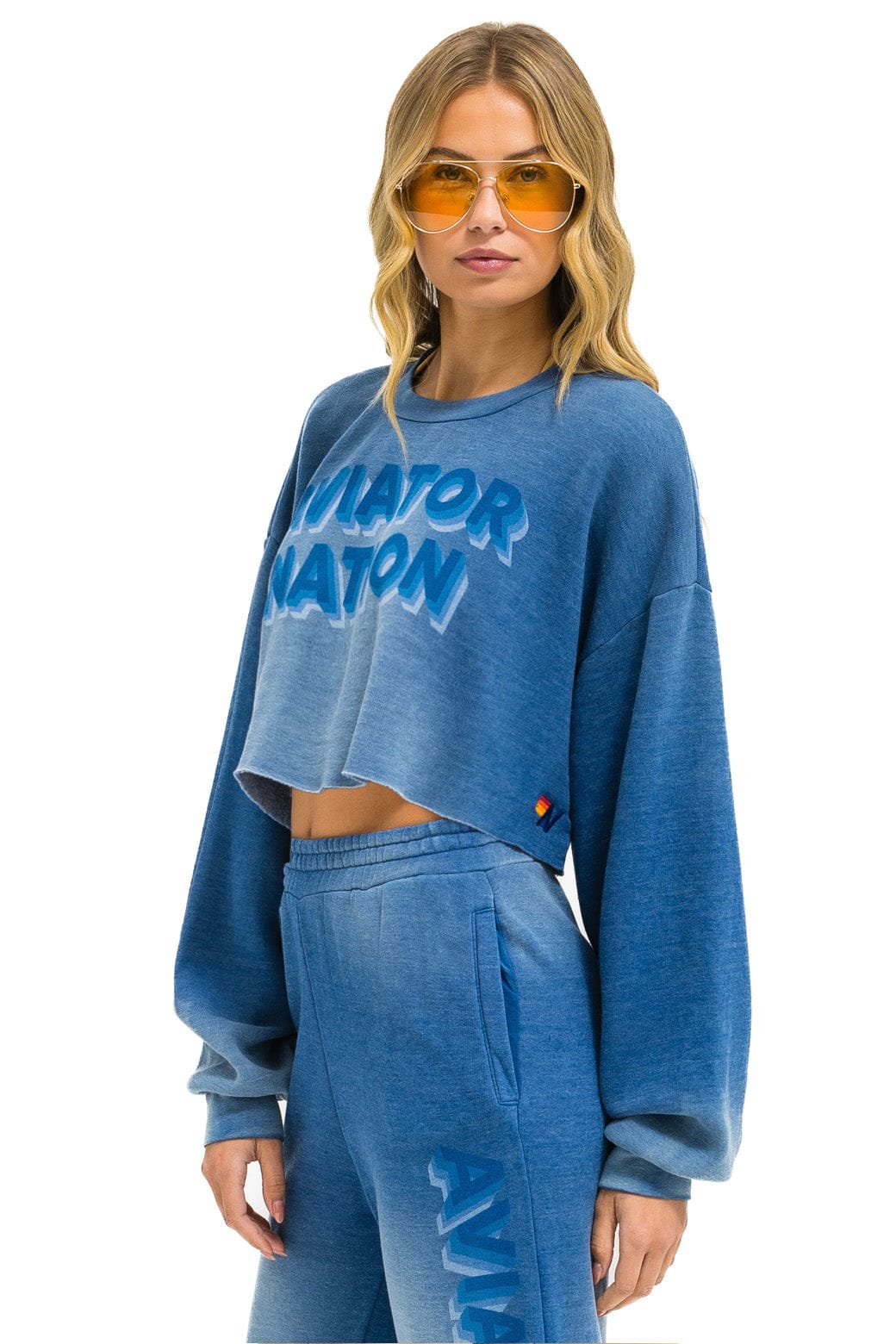 AN 3D CROPPED CREW SWEATSHIRT RELAXED - FADED WATER - Image 2