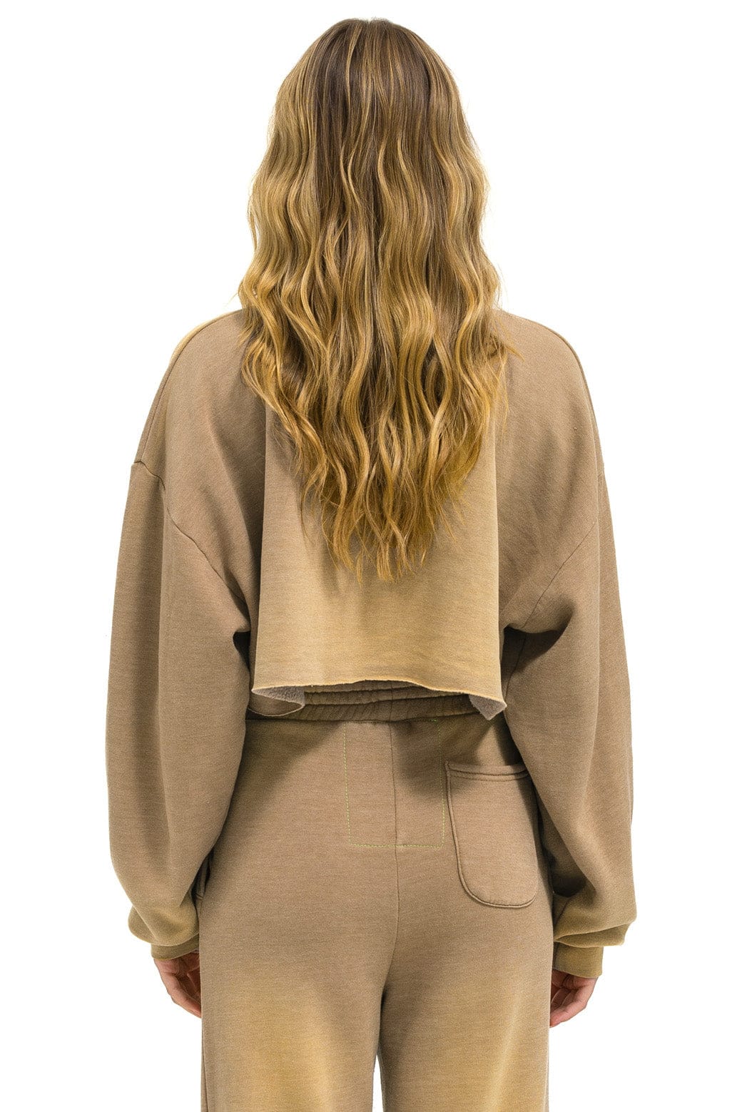 BOLT STITCH CROPPED CREW SWEATSHIRT RELAXED - FADED TAN - Image 3