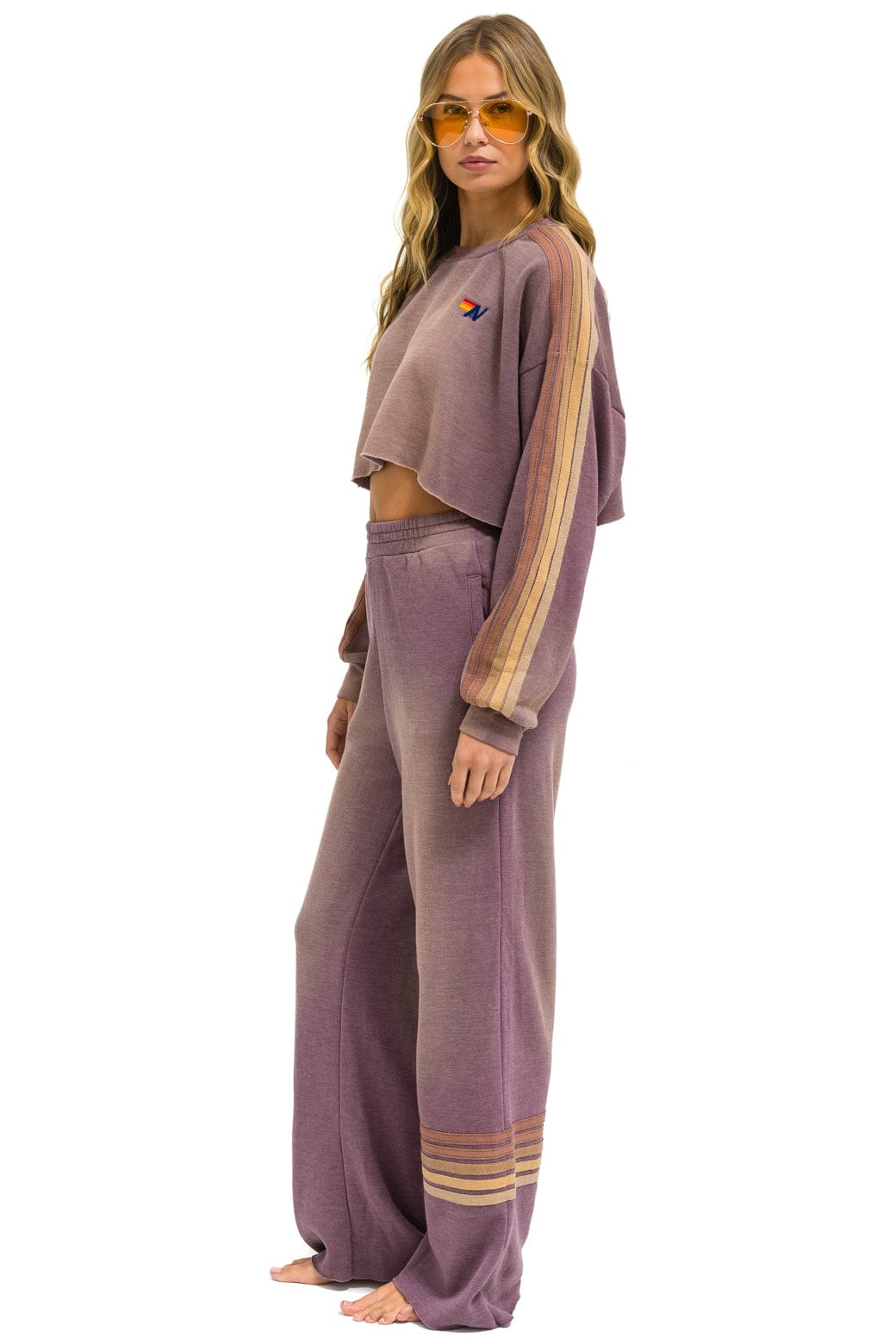 CLASSIC STRIPE CROPPED CREW SWEATSHIRT RELAXED - FADED MOCHA - Image 5