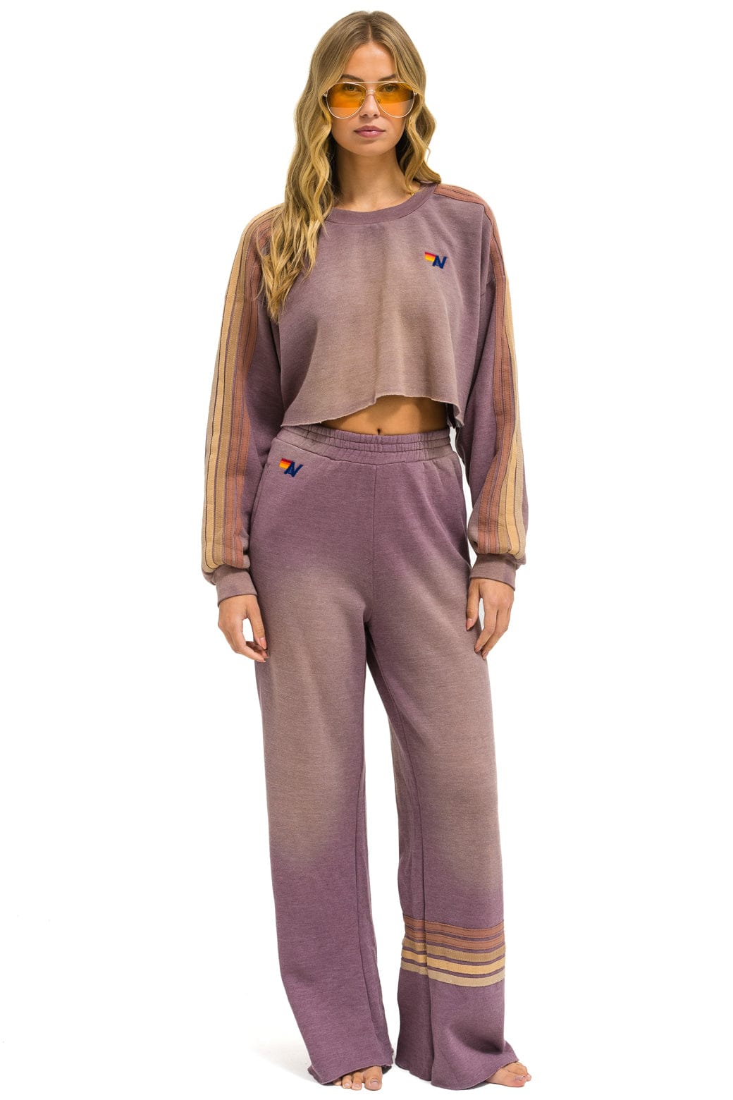 CLASSIC STRIPE CROPPED CREW SWEATSHIRT RELAXED - FADED MOCHA - Image 4