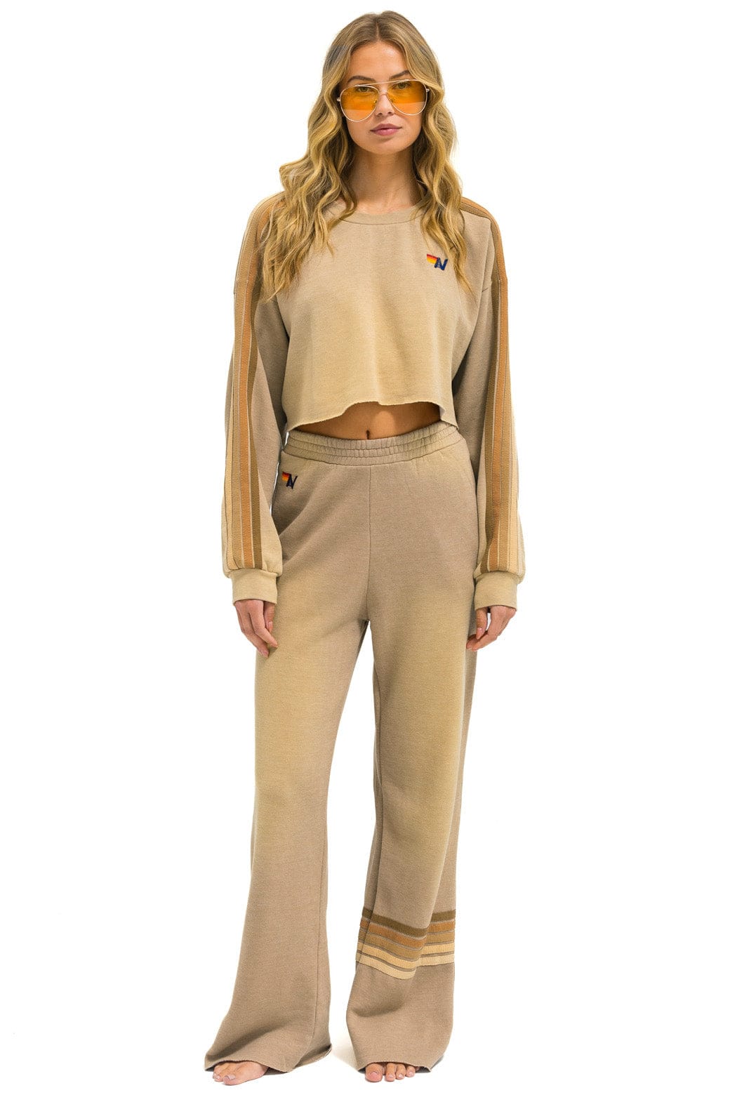 RUGBY STITCH WIDE LEG POCKET SWEATPANTS - FADED TAN - Image 5