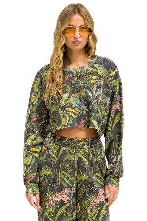 JUNGLE CROPPED CREW SWEATSHIRT RELAXED - VINTAGE CHARCOAL