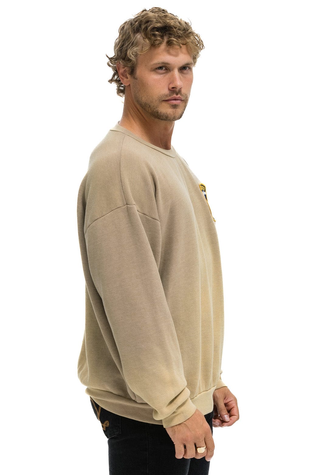CALIFORNIA SURFER PATCH RELAXED CREW SWEATSHIRT - FADED TAN - Image 6