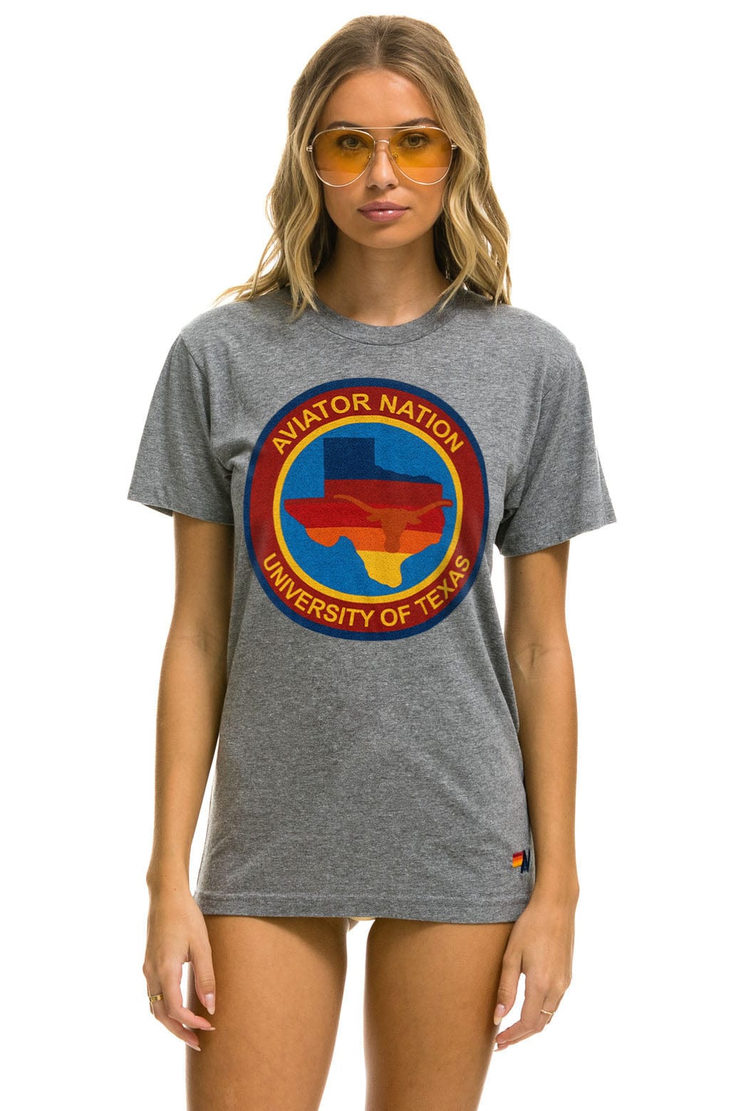 UNIVERSITY OF TEXAS CIRCLE PRINT CREW TEE SHIRT - HEATHER - Image 2