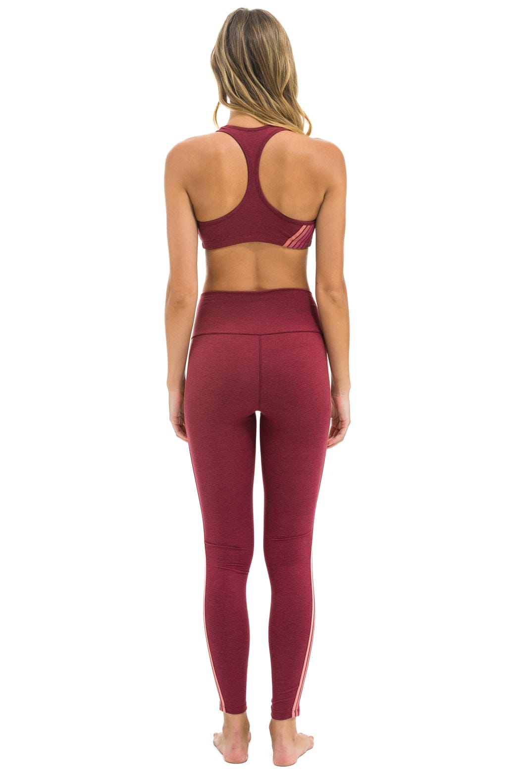 FULL LENGTH HI-RISE 5 STRIPE LEGGINGS - BERRY - Image 4