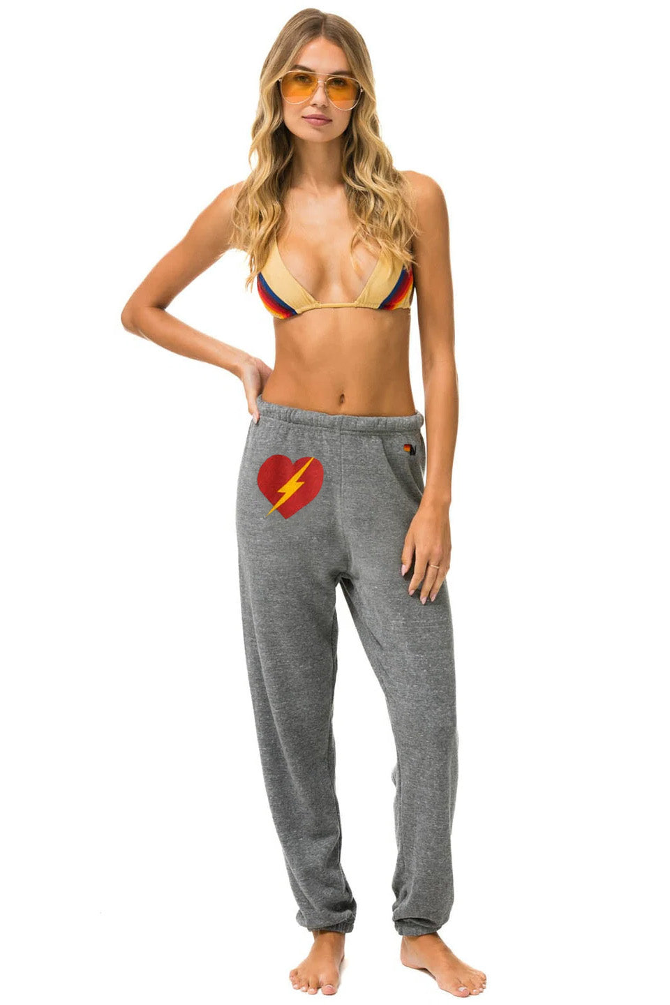 BOLT HEART SWEATPANTS - HEATHER GREY