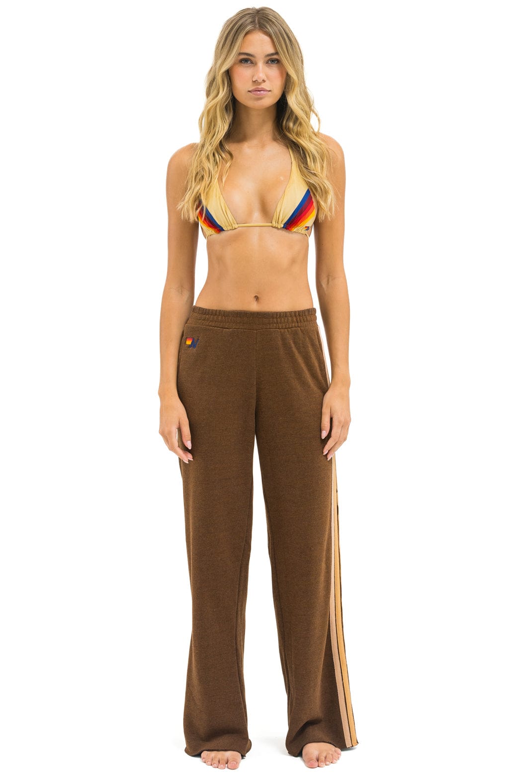 5 STRIPE WIDE LEG POCKET SWEATPANTS - CHOCOLATE // ESPRESSO - Image 3