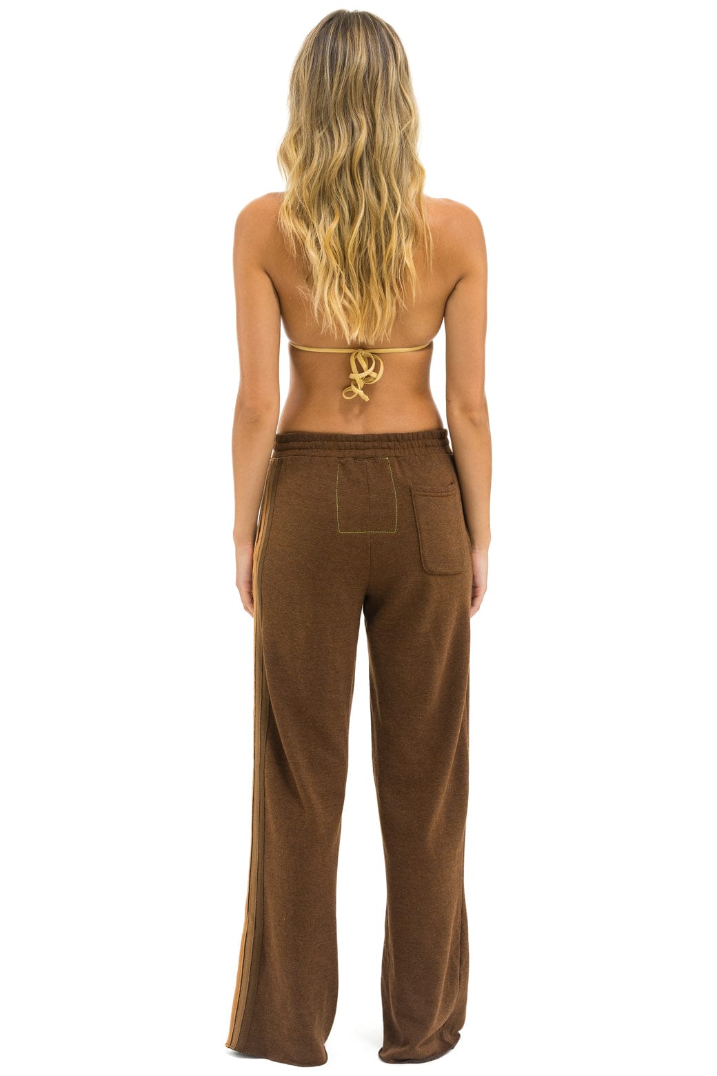 5 STRIPE WIDE LEG POCKET SWEATPANTS - CHOCOLATE // ESPRESSO - Image 4