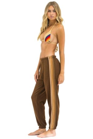 5 STRIPE SWEATPANTS - CHOCOLATE // ESPRESSO
