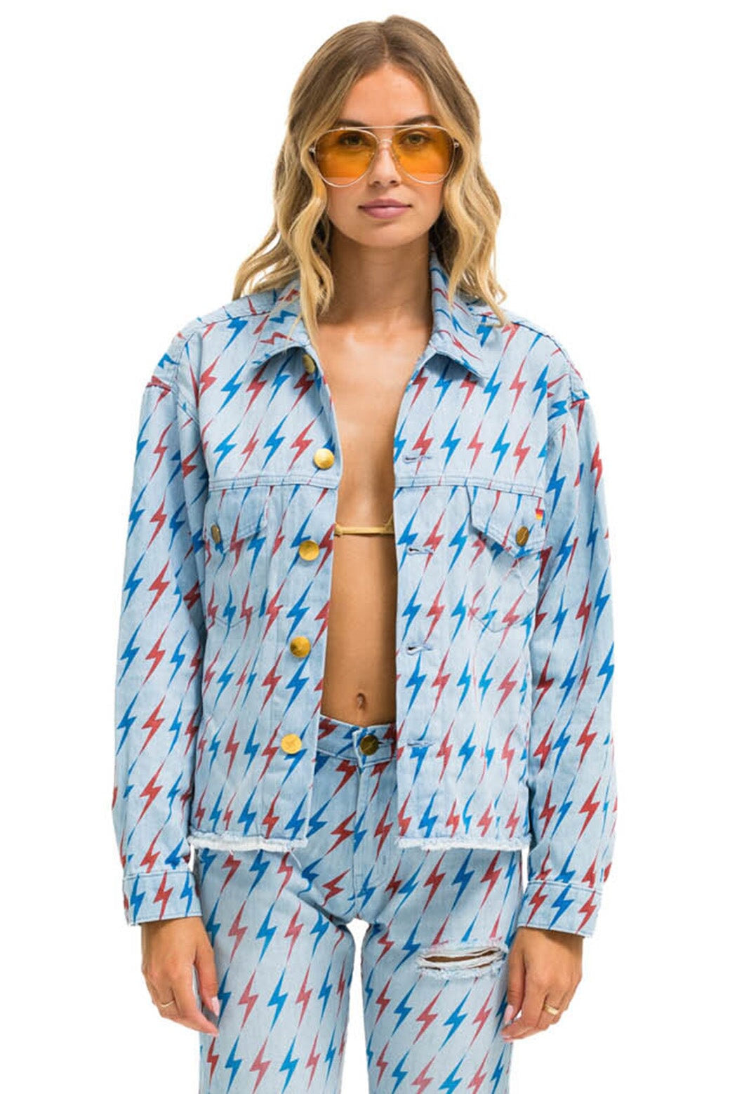AVIATOR BOLT OVERSIZED CUTOFF DENIM JACKET - SUPER LIGHT - Image 5