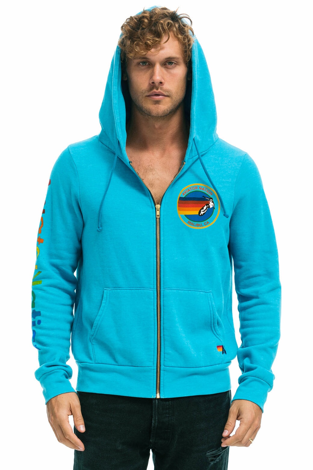 AVIATOR NATION MALIBU ZIP HOODIE - NEON BLUE - Image 2