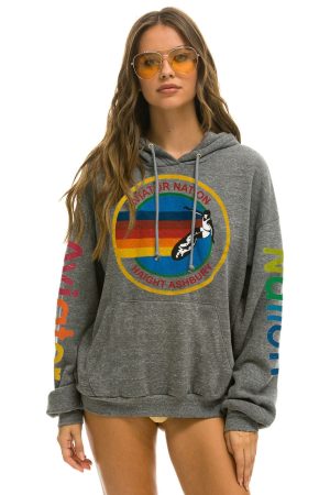 AVIATOR NATION HAIGHT ASHBURY RELAXED PULLOVER HOODIE - HEATHER GREY