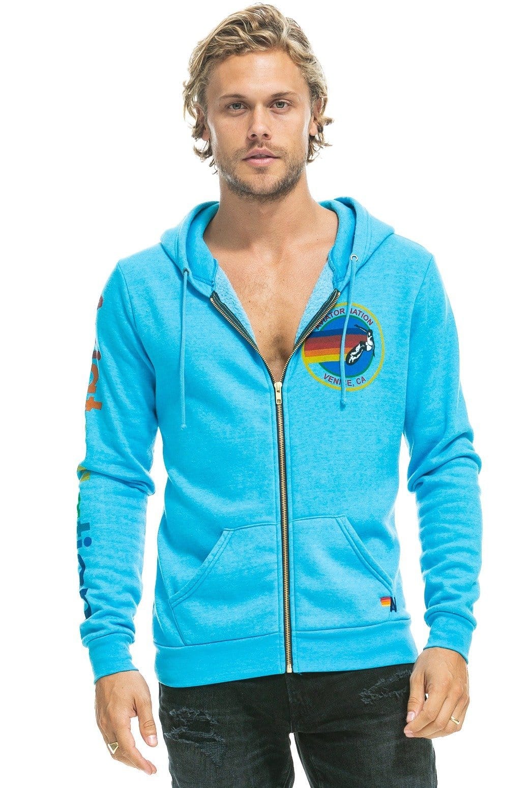 AVIATOR NATION HOODIE - NEON BLUE - Image 4