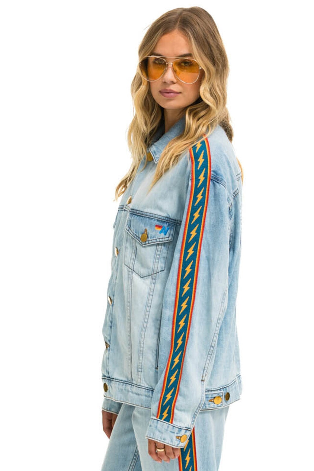 BOLT STRIPE OVERSIZED CONCERT DENIM JACKET - SUPER LIGHT - Image 3
