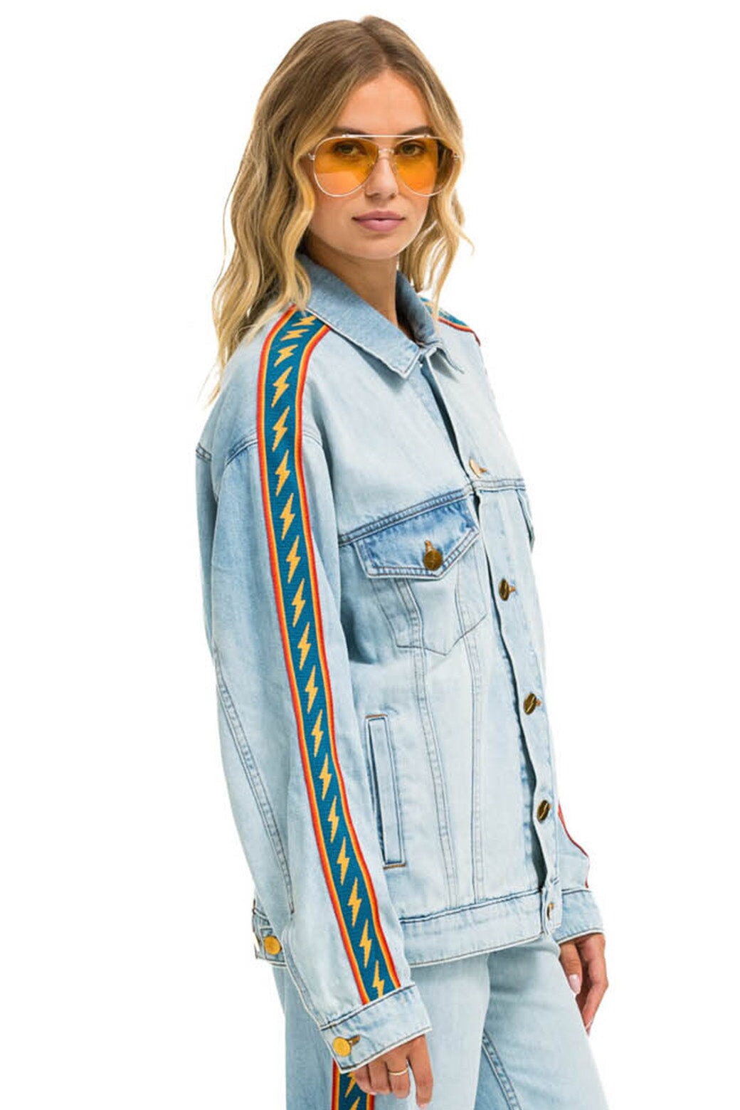 BOLT STRIPE OVERSIZED CONCERT DENIM JACKET - SUPER LIGHT - Image 2