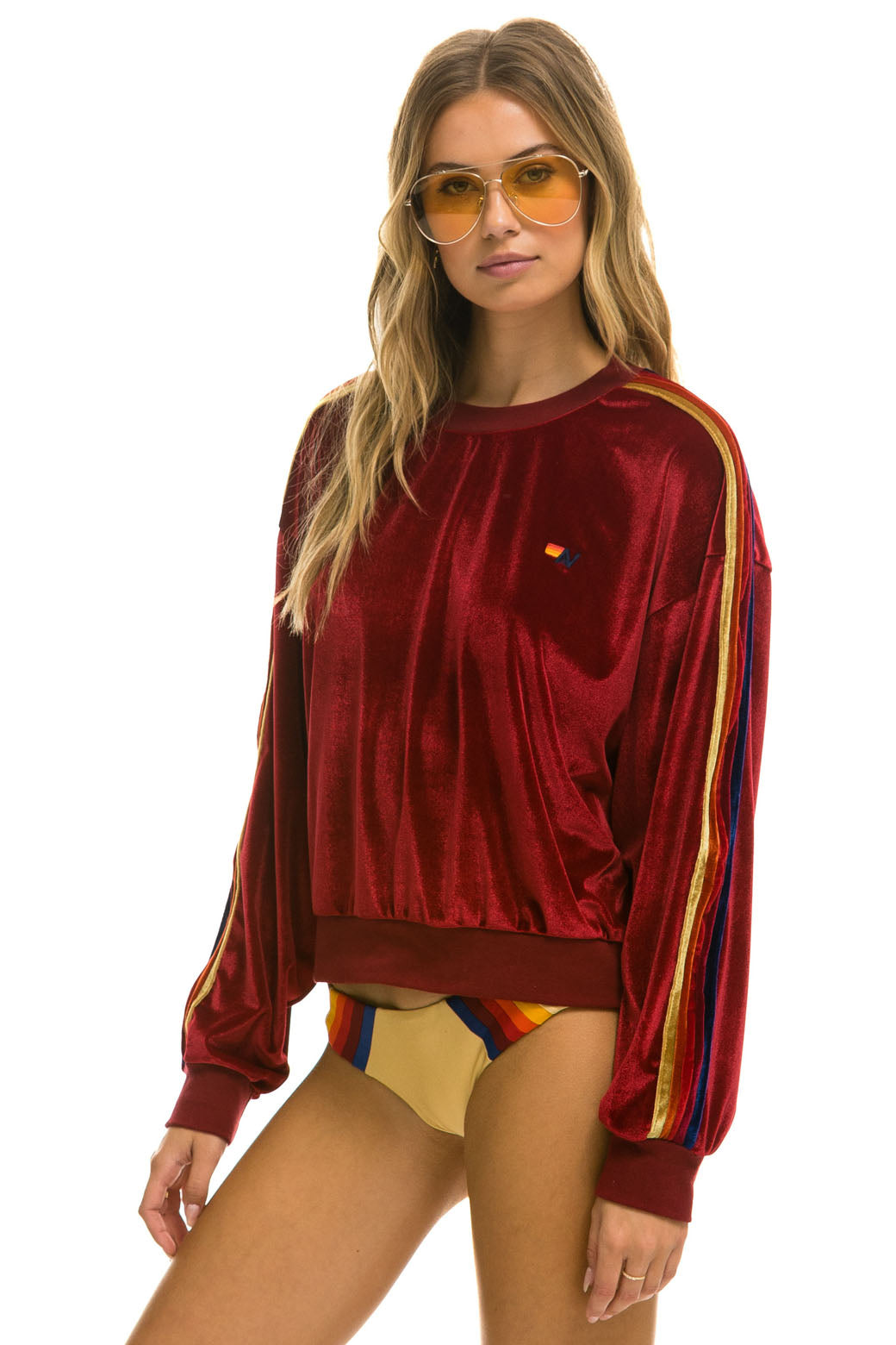 CLASSIC VELVET RELAXED SWEATSHIRT - RED - Image 3