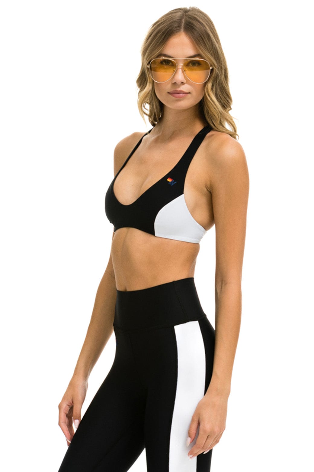 COLOR BLOCK BRALETTE SPORTS BRA - BLACK - Image 4