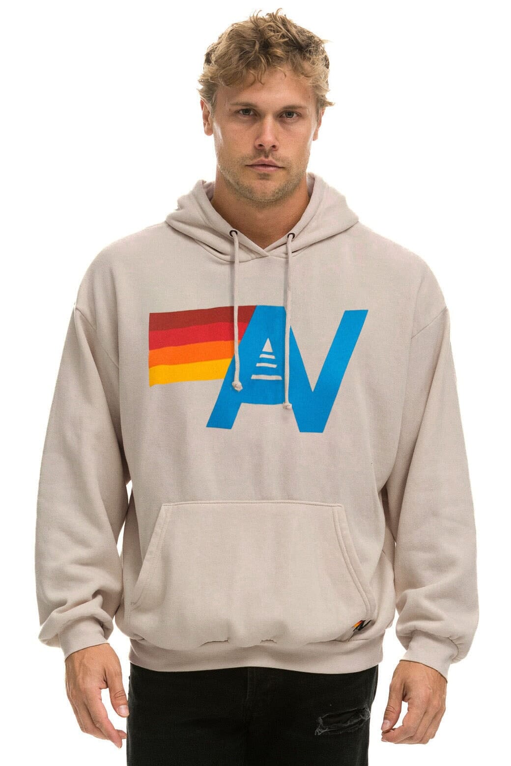 LOGO PULLOVER RELAXED HOODIE - SAND - Image 2