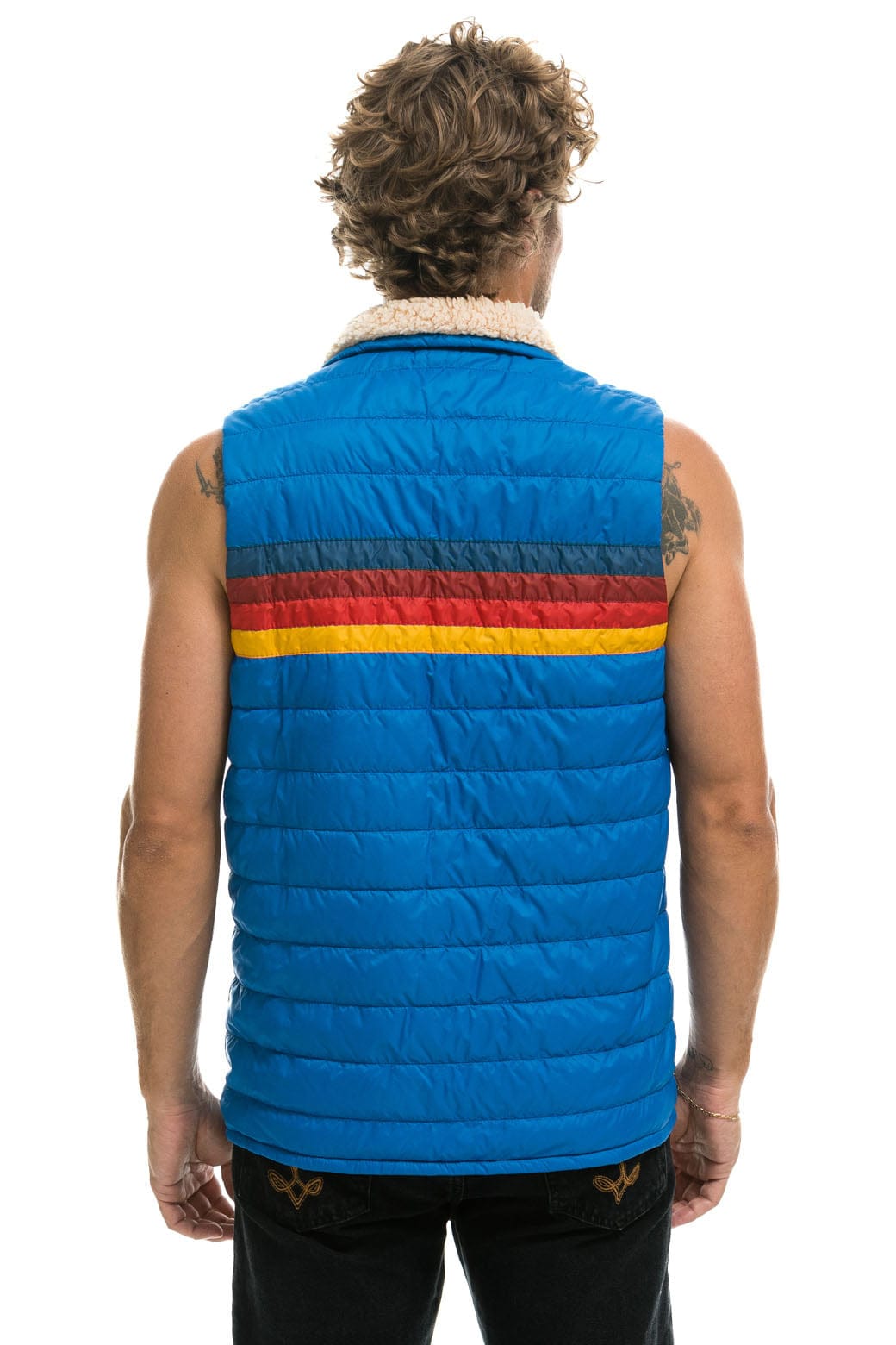 MEN'S 4 STRIPE VEST SHERPA- SNORKEL BLUE - Image 4