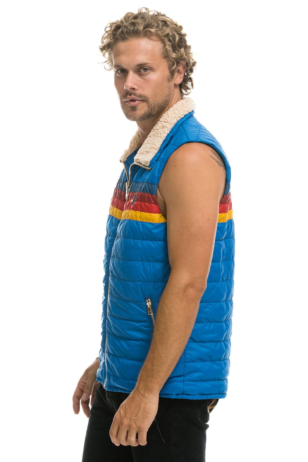 MEN'S 4 STRIPE VEST SHERPA- SNORKEL BLUE - Image 3