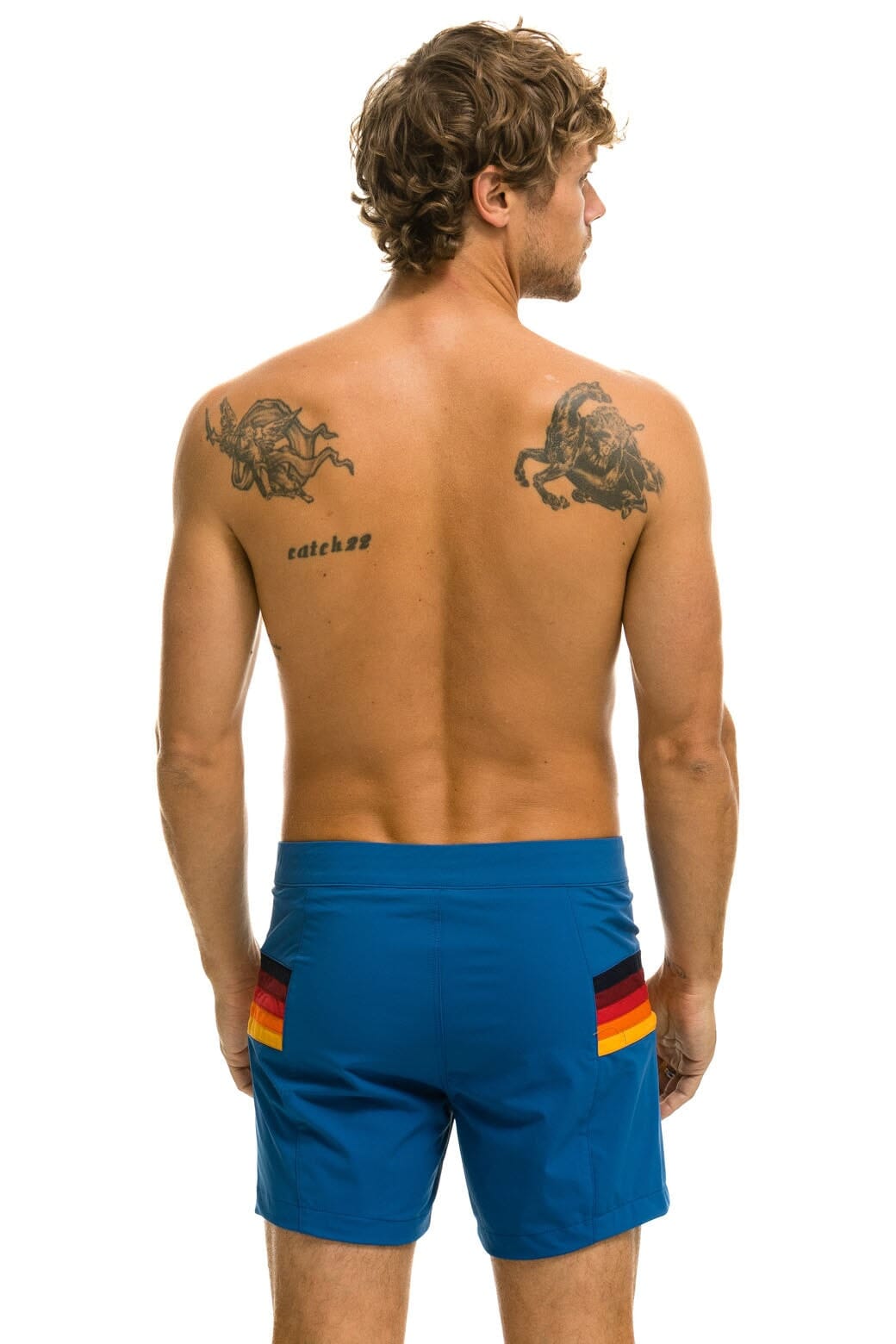 MEN'S HORIZONTAL 5 STRIPE FLEX SHORTS - SEA - Image 4