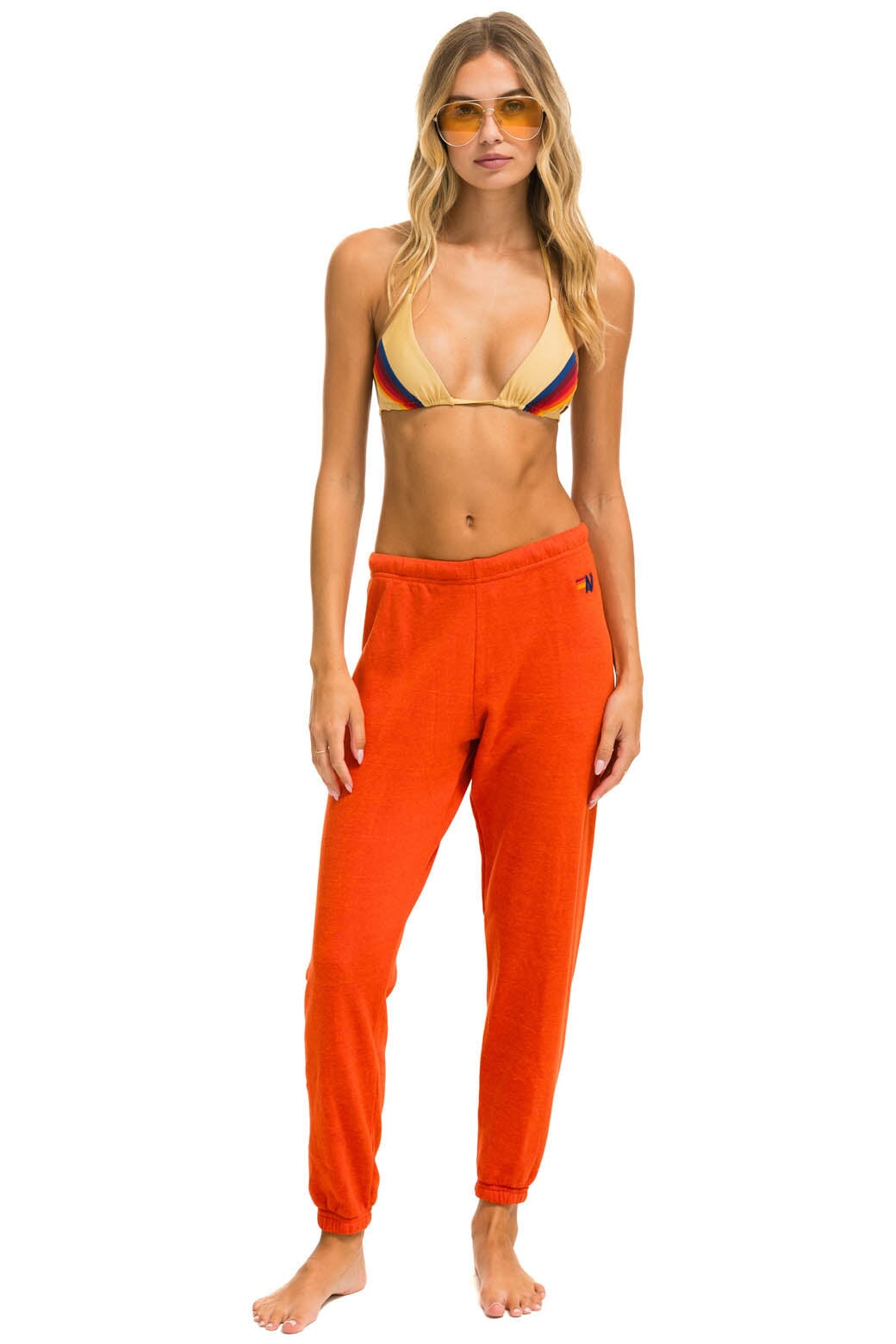 RIDE LOGO WHITE SWEATPANTS - ORANGE - Image 2