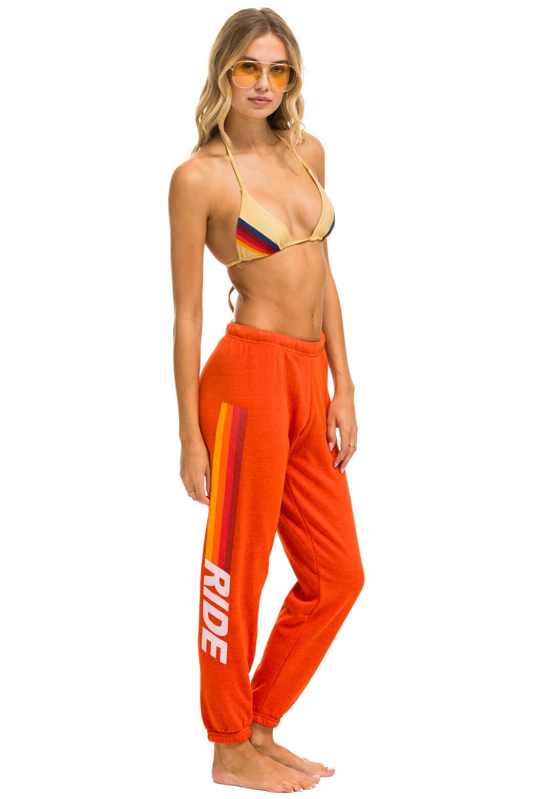 RIDE LOGO WHITE SWEATPANTS - ORANGE
