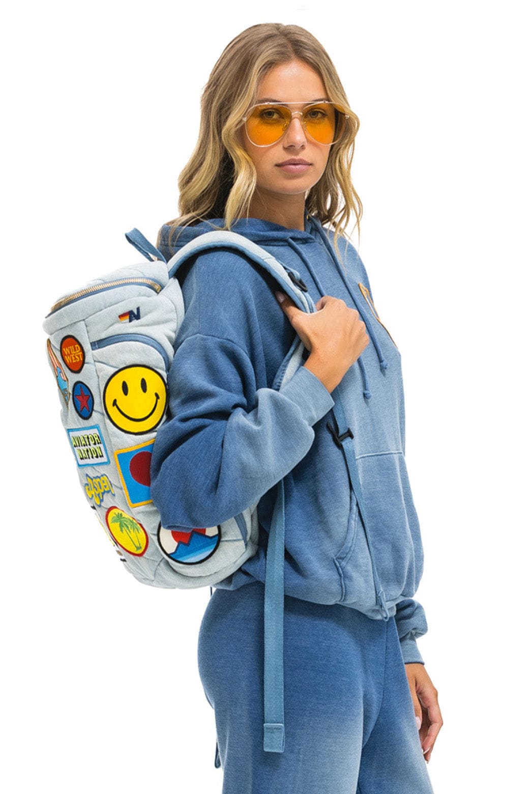 VINTAGE PATCH DENIM PUFFER BACKPACK - SUPER LIGHT VINTAGE - Image 2