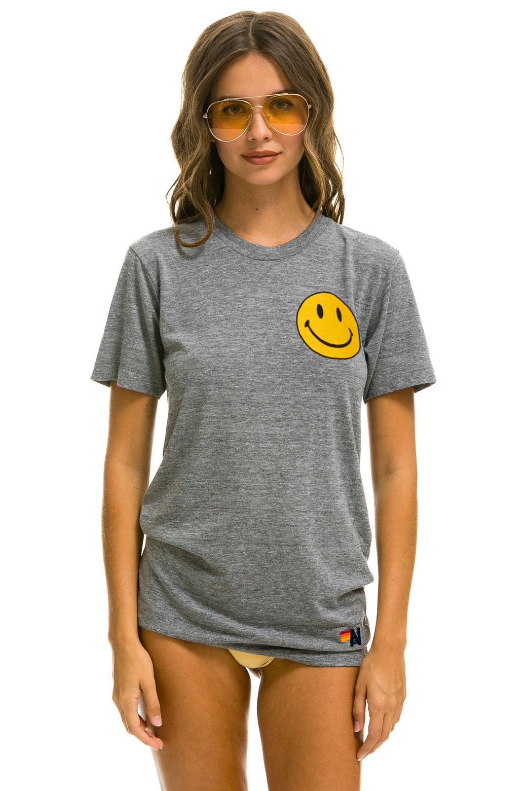 SMILEY 2 CREW TEE - HEATHER GREY - Image 2