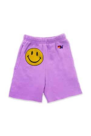SMILEY KIDS SWEATSHORTS - NEON PURPLE