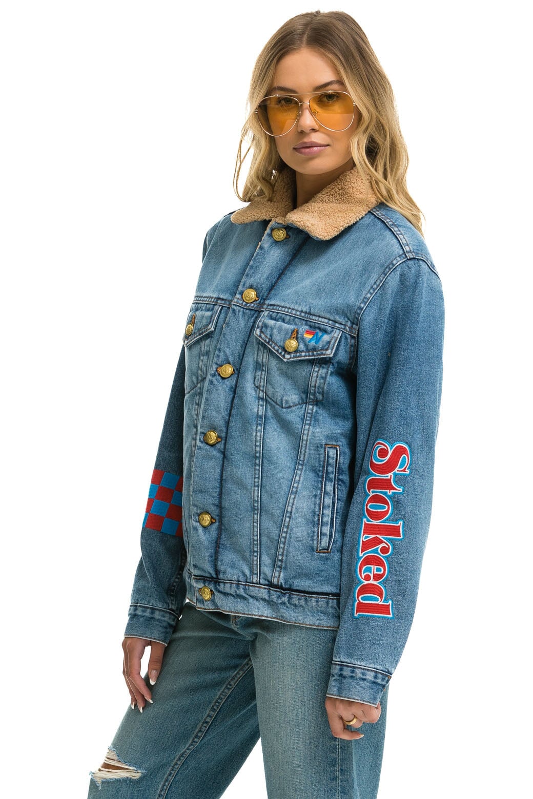 STOKED BOLT SMILEY RANCH SHERPA DENIM JACKET- SUPER LIGHT - Image 7