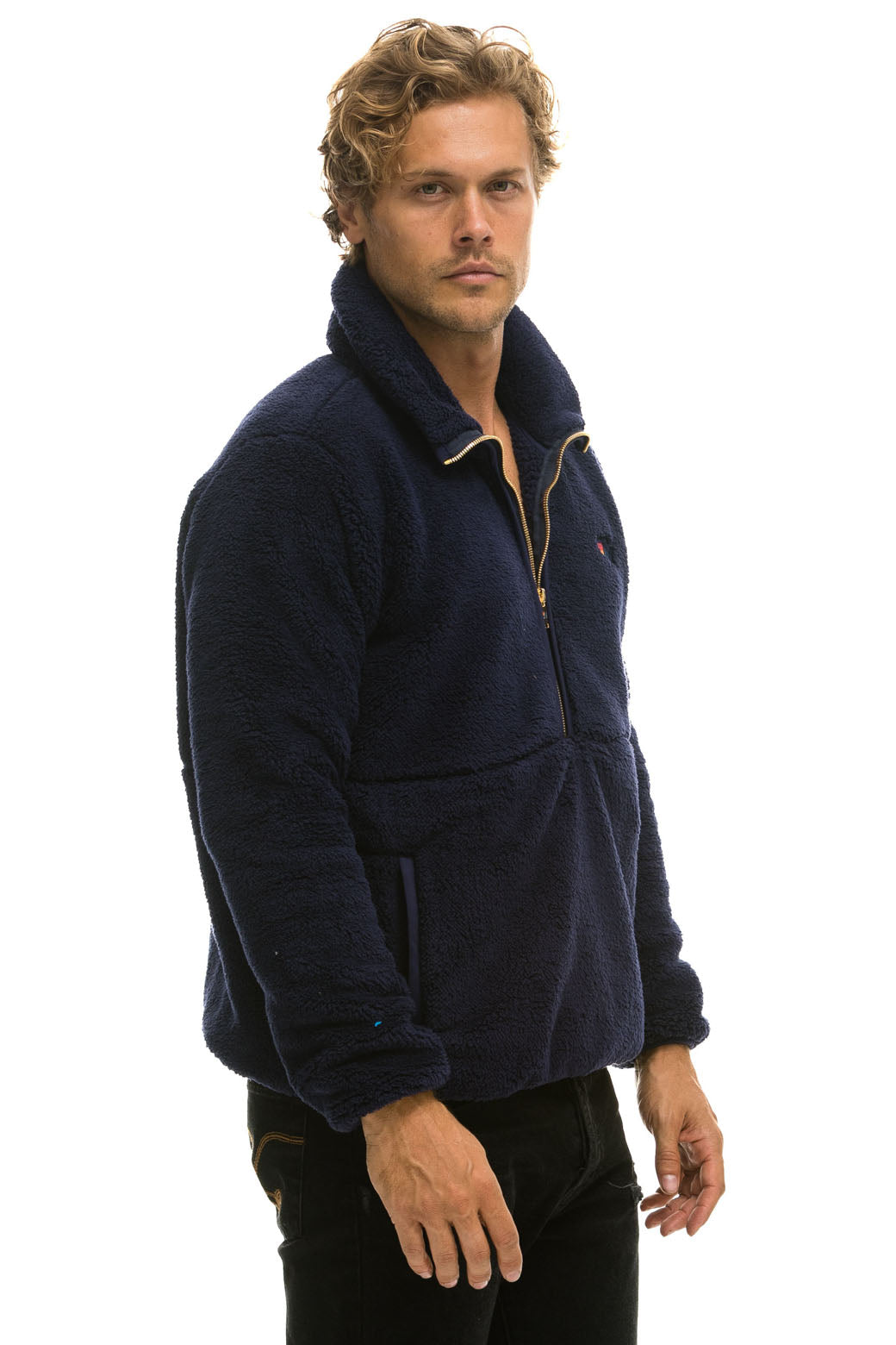 TEDDY UNISEX HALF ZIP JACKET - NAVY - Image 4